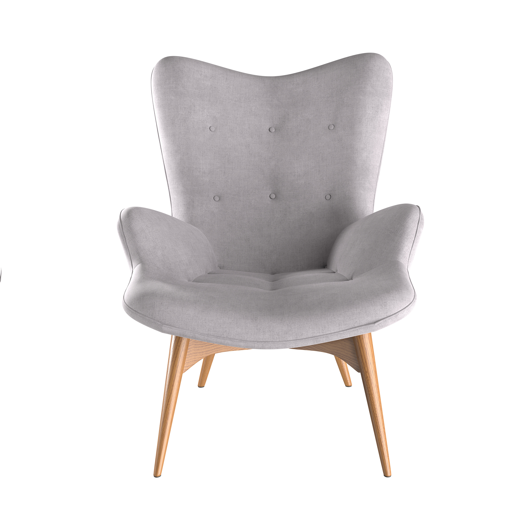 Grauer Sessel mit Eichenholz 