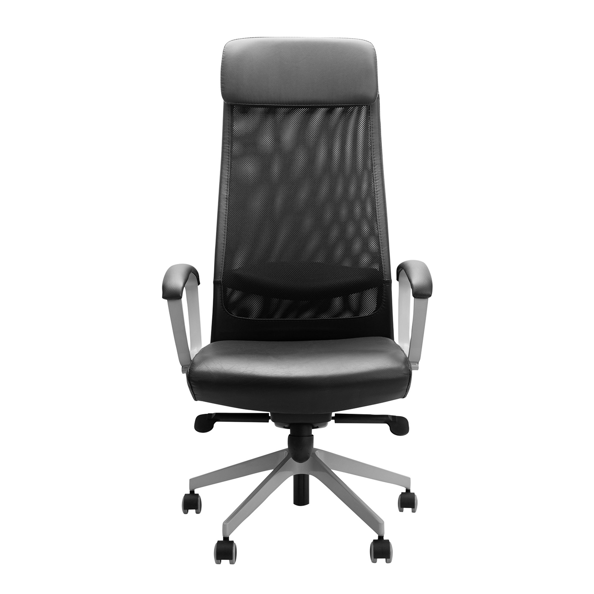 Schwarzer Bürostuhl mit Echtleder 