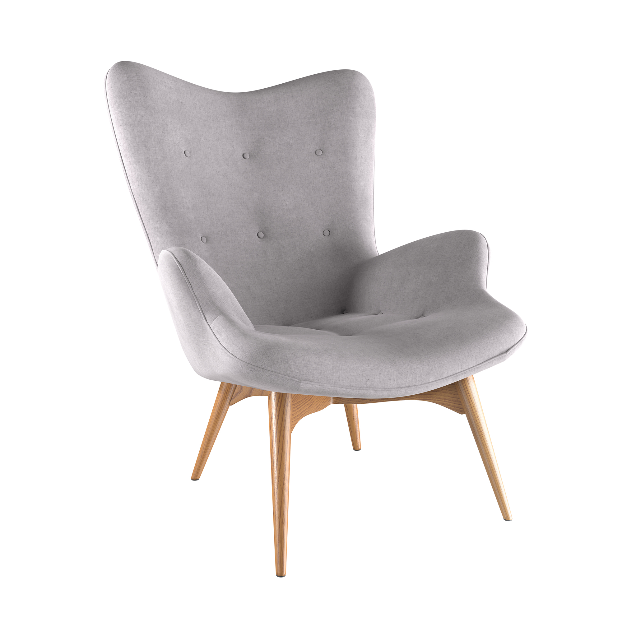 Grauer Sessel mit Eichenholz 