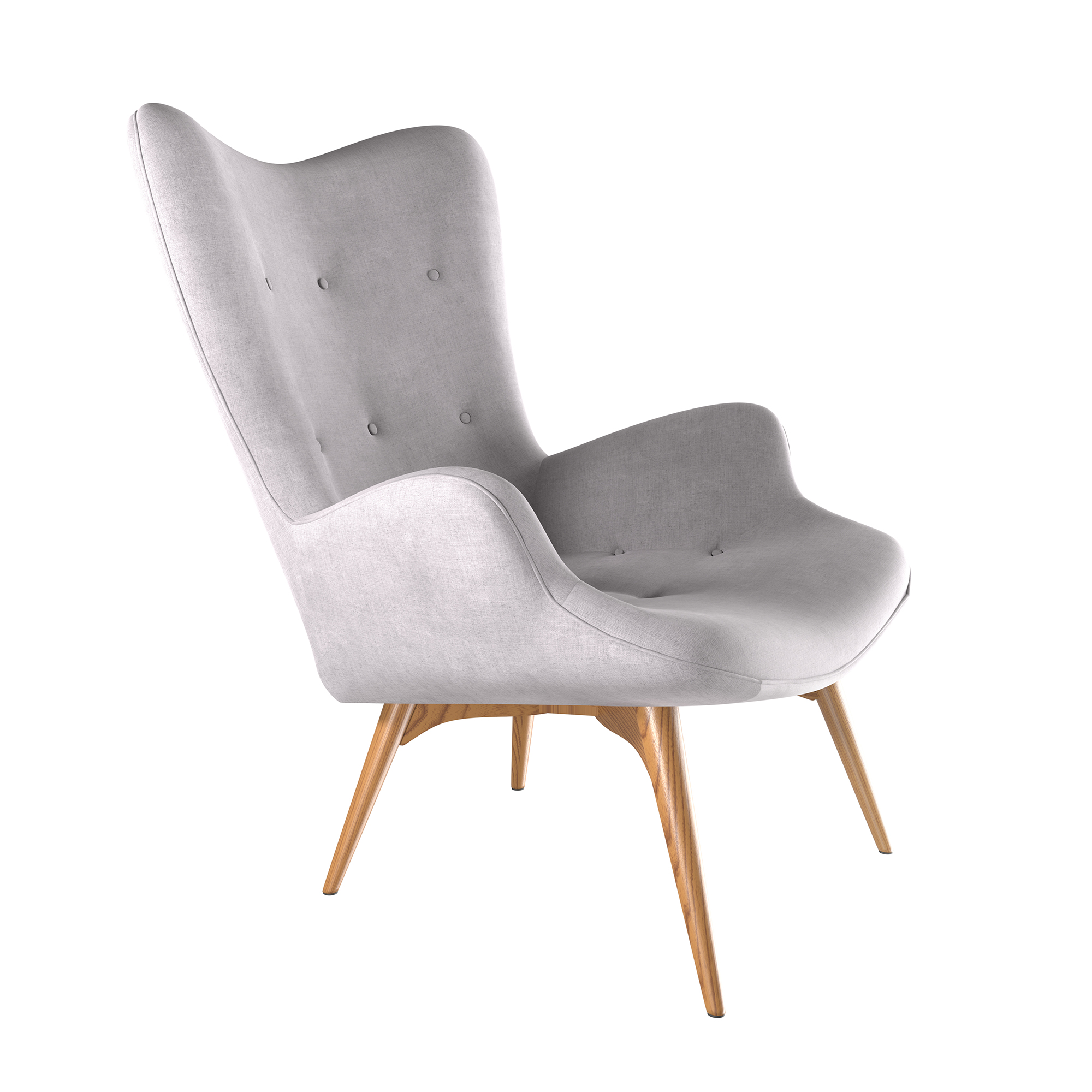 Grauer Sessel mit Eichenholz 