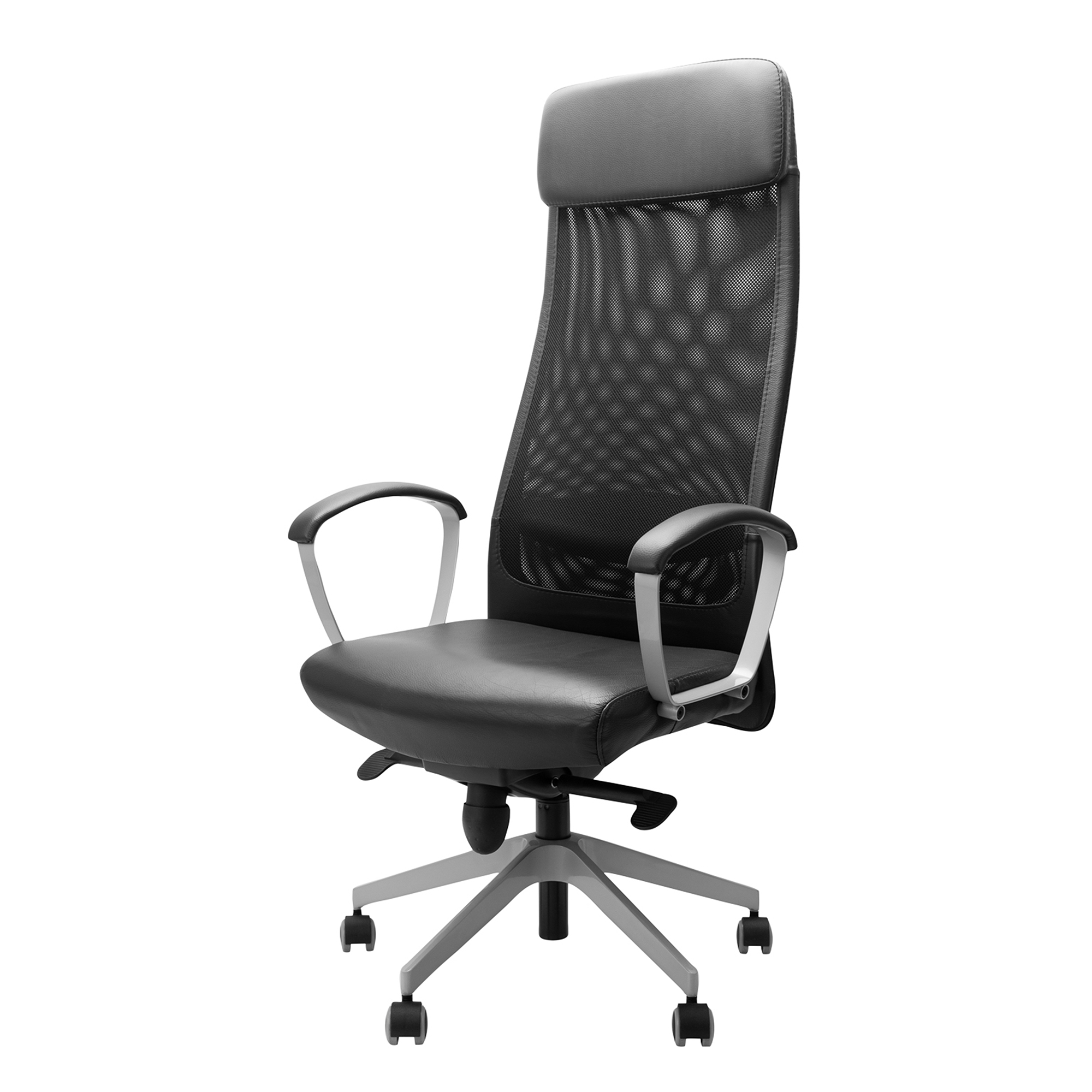 Schwarzer Bürostuhl mit Echtleder 